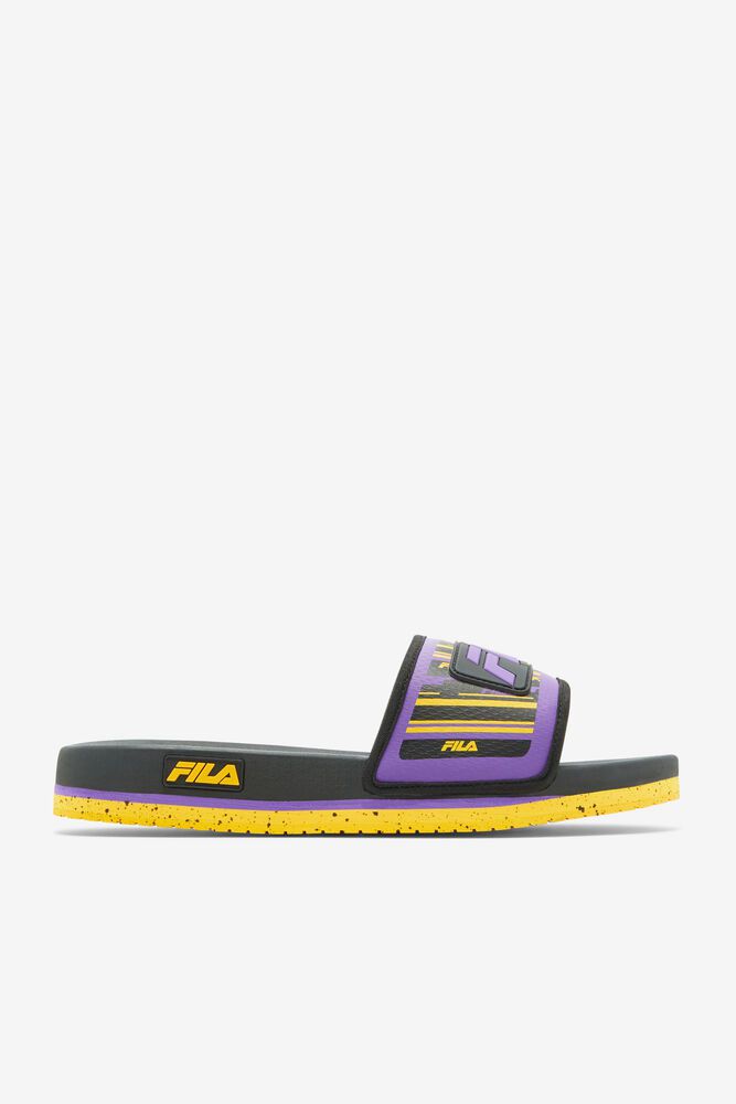 Fila Lunar Slide Sandals Black/Purple - Mens - 34127LIZP